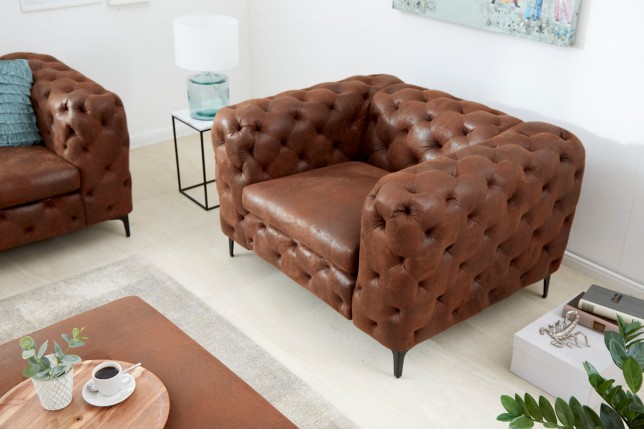 Fauteuil Chesterfield Modern Barock microfibre brun