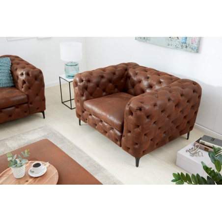 Fauteuil Chesterfield Modern Barock microfibre brun