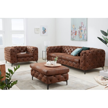 Tabouret MODERN BAROCK 90cm brun antique Chesterfield