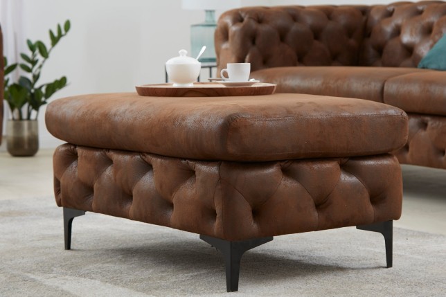 Tabouret MODERN BAROCK 90cm brun antique Chesterfield