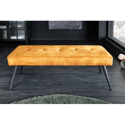 Banc BOUTIQUE 100cm velours jaune moutarde