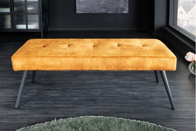 Banc BOUTIQUE 100cm velours jaune moutarde