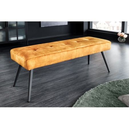 Banc BOUTIQUE 100cm velours jaune moutarde
