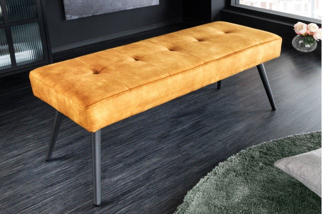 Banc BOUTIQUE 100cm velours jaune moutarde