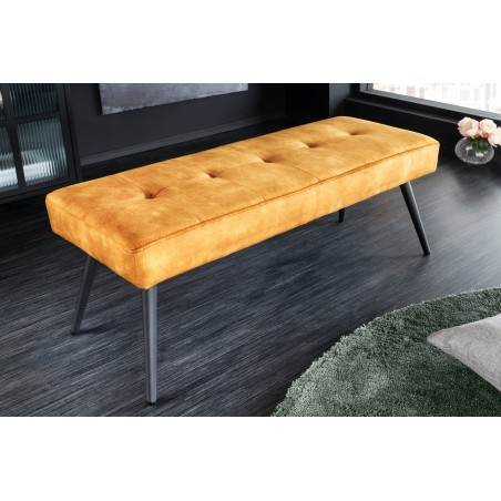 Banc BOUTIQUE 100cm velours jaune moutarde