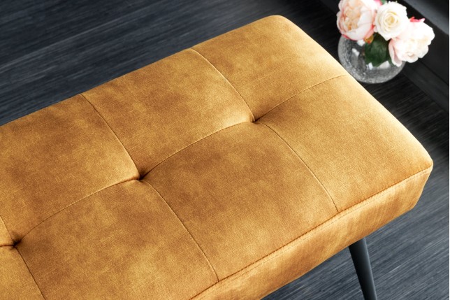 Banc BOUTIQUE 100cm velours jaune moutarde