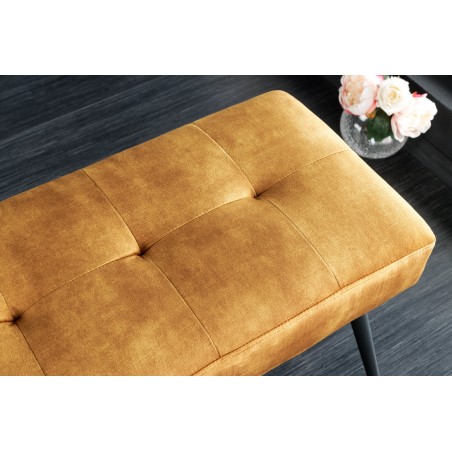 Banc BOUTIQUE 100cm velours jaune moutarde