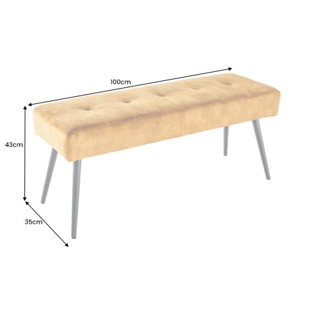 Banc BOUTIQUE 100cm velours jaune moutarde