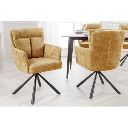 Fauteuil pivotant BIG GEORGE 360° tissu moutarde 2