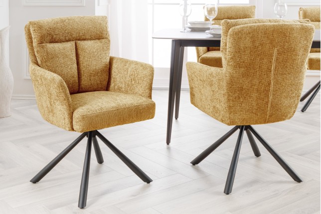 Fauteuil pivotant BIG GEORGE 360° tissu moutarde