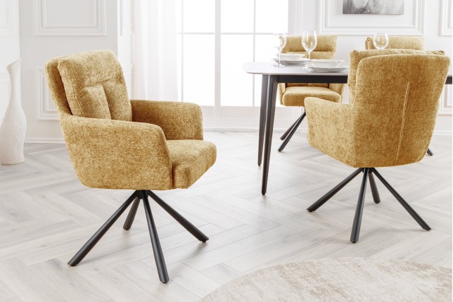 Fauteuil pivotant BIG GEORGE 360° tissu moutarde