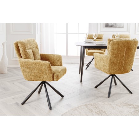 Fauteuil pivotant BIG GEORGE 360° tissu moutarde
