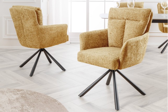 Fauteuil pivotant BIG GEORGE 360° tissu moutarde