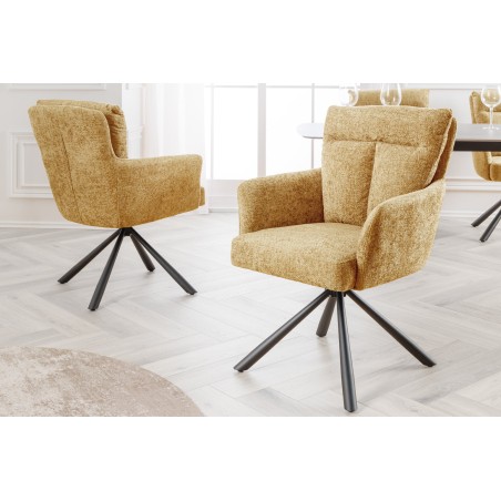 Fauteuil pivotant BIG GEORGE 360° tissu moutarde