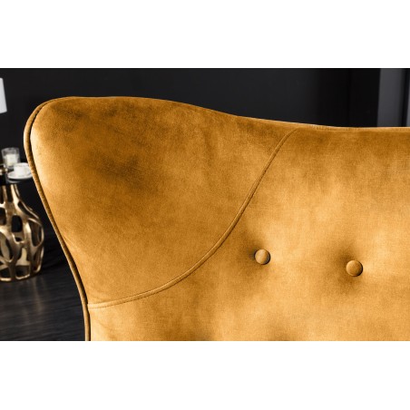 Fauteuil AMSTERDAM velours moutarde pieds métal noir