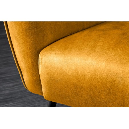 Fauteuil AMSTERDAM velours moutarde pieds métal noir