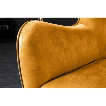 Fauteuil AMSTERDAM velours moutarde pieds métal noir
