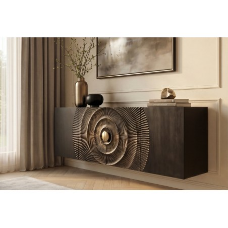 Buffet bas GOLDEN SUNSET 180cm manguier noir et doré
