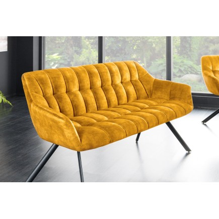 Banc PAPILLON 165cm velours jaune moutarde