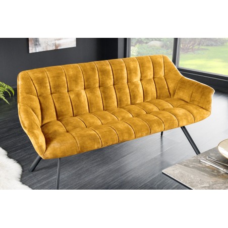 Banc PAPILLON 165cm velours jaune moutarde