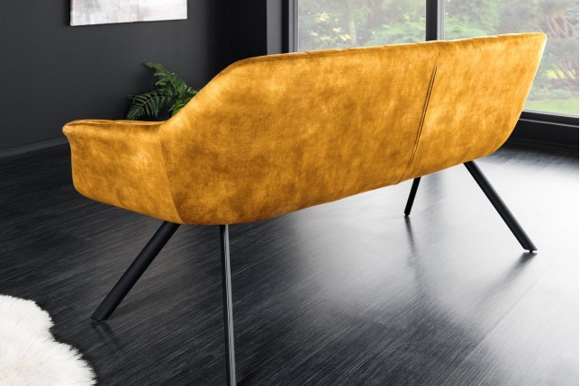 Banc PAPILLON 165cm velours jaune moutarde