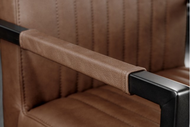 Chaise cantilever BIG ASTON cuir vintage brun & métal noir