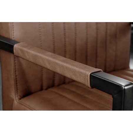 Chaise cantilever BIG ASTON cuir vintage brun & métal noir