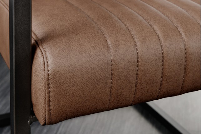 Chaise cantilever BIG ASTON cuir vintage brun & métal noir