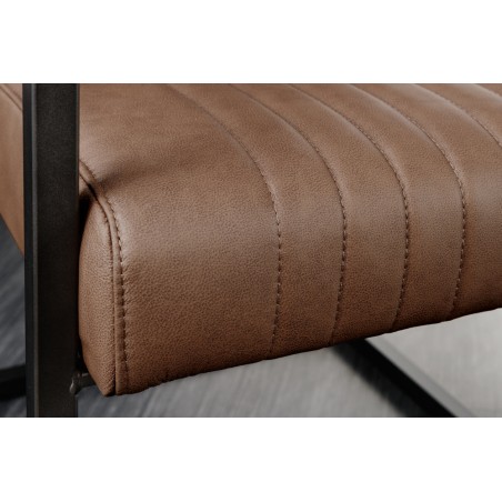 Chaise cantilever BIG ASTON cuir vintage brun & métal noir