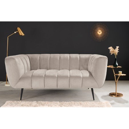 Canapé NOBLESSE 2 places velours champagne pieds noirs