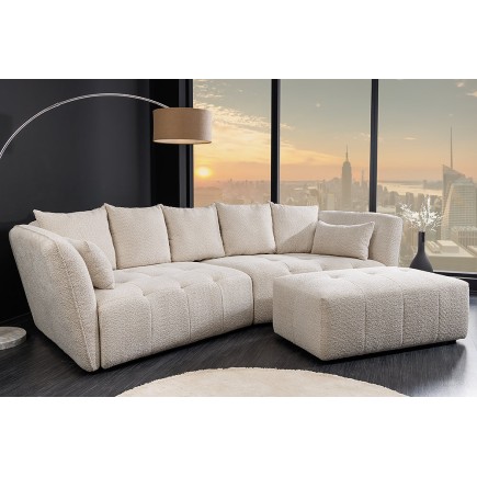 Tabouret Banc ROYAL 120cm Bouclé Champagne Beige 2