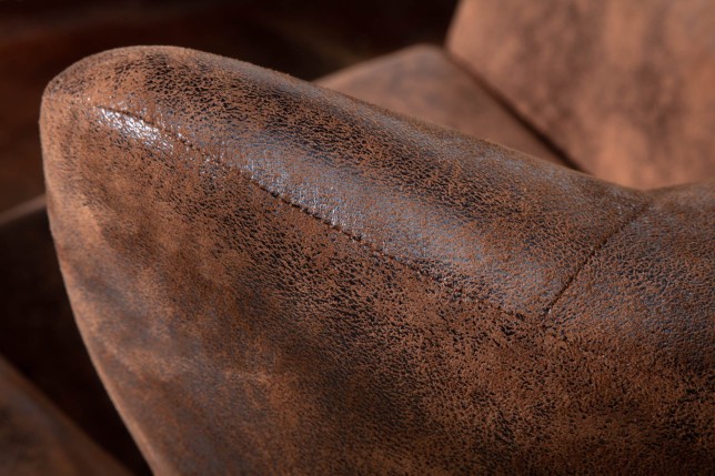 Fauteuil Wing DON microfibre marron antique, capuchons dorés