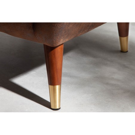Fauteuil Wing DON microfibre marron antique, capuchons dorés