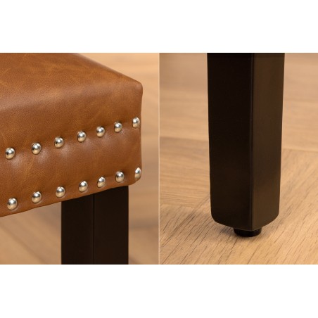 Chaise CASTLE Chesterfield simili cuir cognac brown - Lot de 2