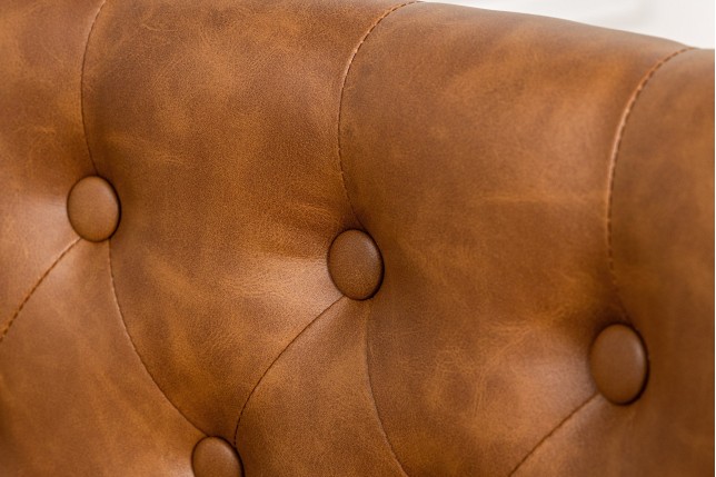 Chaise CASTLE Chesterfield similicuir cognac brun - Lot de 2