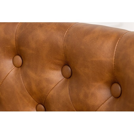 Chaise CASTLE Chesterfield similicuir cognac brun - Lot de 2