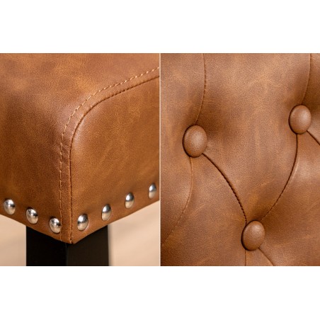 Chaise CASTLE Chesterfield similicuir cognac brun - Lot de 2