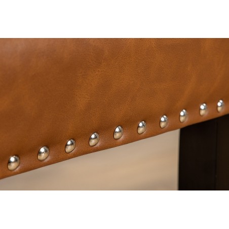 Chaise CASTLE Chesterfield similicuir cognac brun - Lot de 2