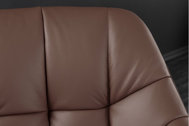Fauteuil pivotant PAPILLON cuir brun 180° | Accoudoirs