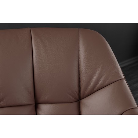 Fauteuil pivotant PAPILLON cuir brun 180° | Accoudoirs