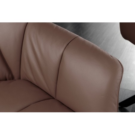 Fauteuil pivotant PAPILLON cuir brun 180° | Accoudoirs