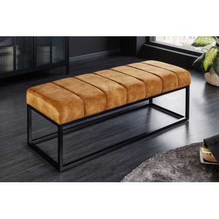 Banc PETIT BEAUTÉ 110cm velours jaune moutarde