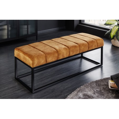 Banc PETIT BEAUTÉ 110cm velours jaune moutarde