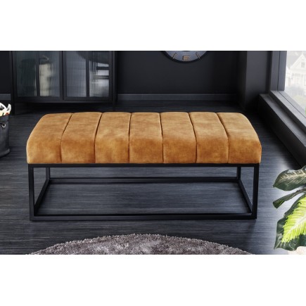 Banc PETIT BEAUTÉ 110cm velours jaune moutarde 2