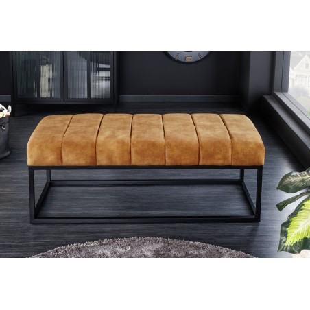 Banc PETIT BEAUTÉ 110cm velours jaune moutarde