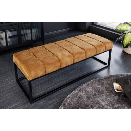 Banc PETIT BEAUTÉ 110cm velours jaune moutarde