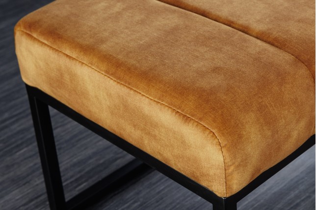 Banc PETIT BEAUTÉ 110cm velours jaune moutarde