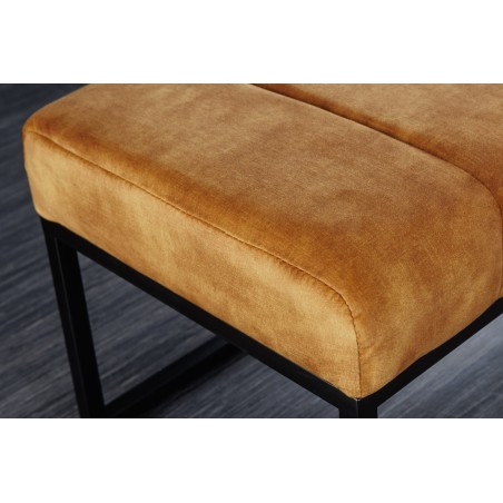 Banc PETIT BEAUTÉ 110cm velours jaune moutarde