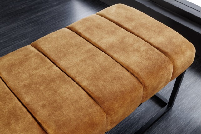 Banc PETIT BEAUTÉ 110cm velours jaune moutarde
