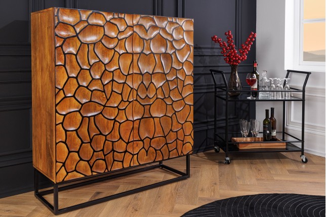 Buffet haut VULCANO 120cm mosaïque manguier brun
